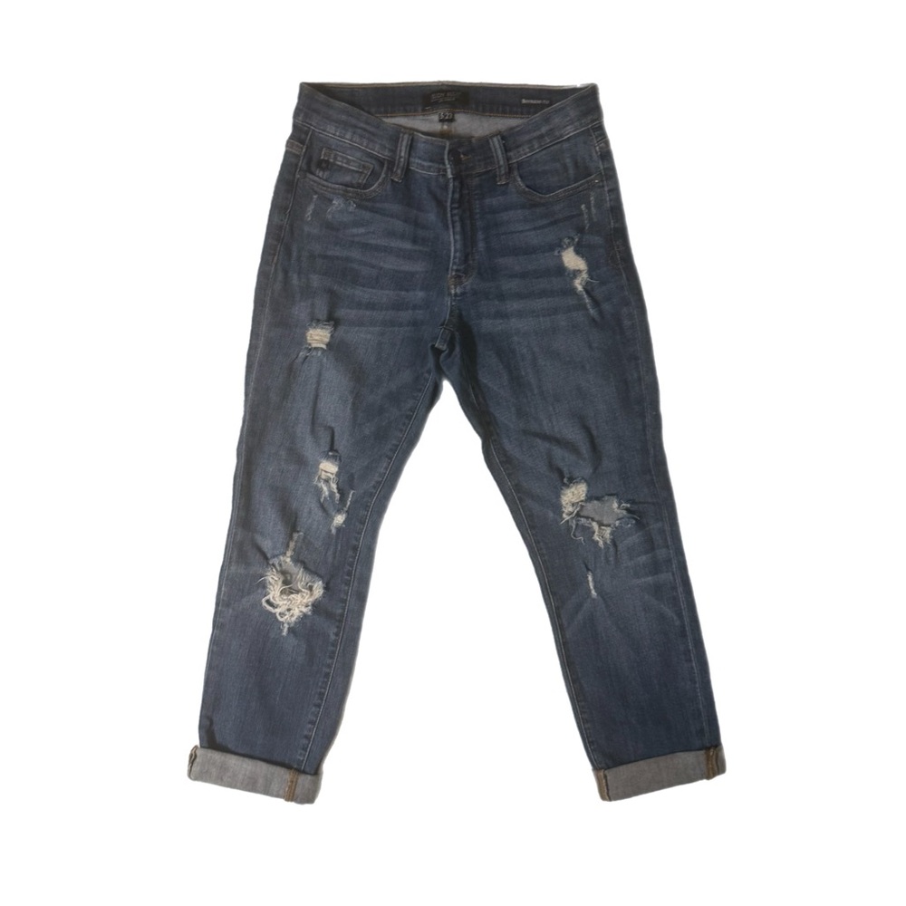 Judy Blue Women's Denim Jean Blue Boyfriend Fit Distressed Capris Size 5|27